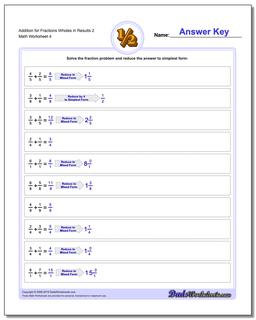 Addition Worksheet for Fraction Worksheets Wholes in Results 2