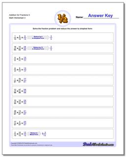 Addition Worksheet for Fraction Worksheets 5