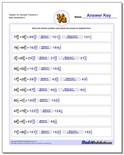 Addition Worksheet for Improper Fraction Worksheets 4