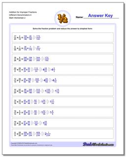 Addition Worksheet for Improper Fraction Worksheets Different Denominators 4 /worksheets/fraction-addition.html