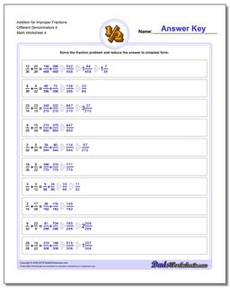 Addition Worksheet for Improper Fraction Worksheets Different Denominators 4