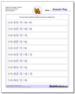 Addition Worksheet for Improper Fraction Worksheets Different Denominators 1 /worksheets/fraction-addition.html