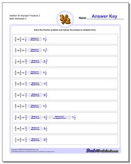 Addition Worksheet for Improper Fraction Worksheets 2 