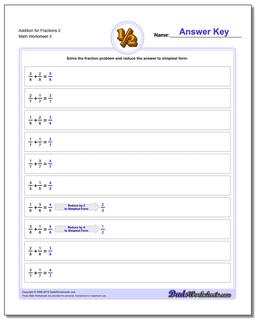 Addition Worksheet for Fraction Worksheets 2 