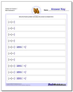 Addition Worksheet for Fraction Worksheets 1 