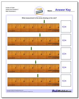 Inches on Ruler Halves and Quarters 2 /worksheets/inches-measurement.html Worksheet