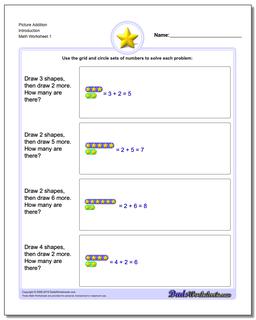 Picture Math Addition Worksheet Introduction