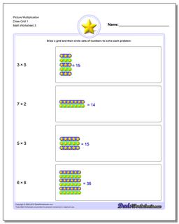 Picture Multiplication Worksheet Draw Grid 1