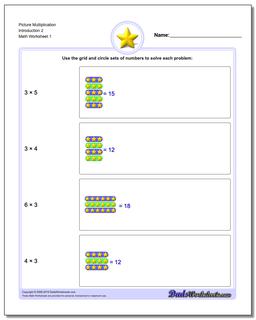 Picture Math Multiplication Worksheet Introduction 2