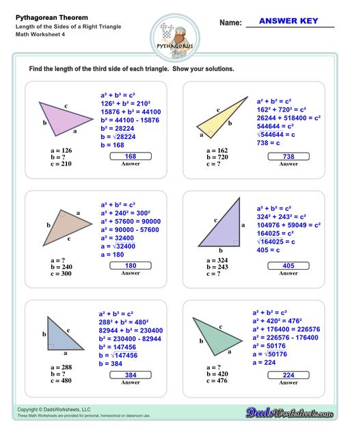 Pythagorean Theorem Worksheets