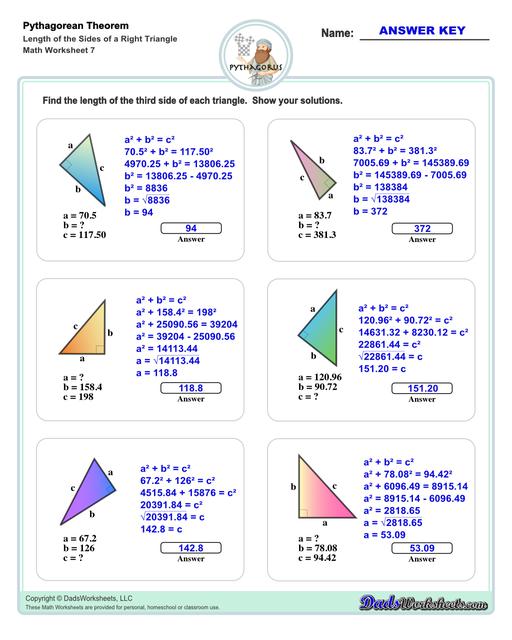 Pythagorean Theorem Visual Model Worksheets